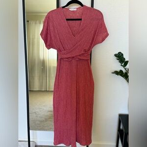 Anthropologie coral midi dress